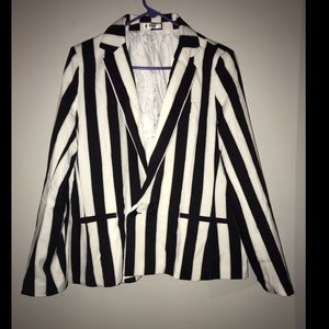 Black and white striped blazer